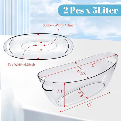 Ice Buckets for Parties, Ice Bucket 2 Pcs Acrylic Champagne Beverage with 2 Ice Bucket Scoop for Champagne Beer Sparkling Wine Cocktails 5L (Clear)