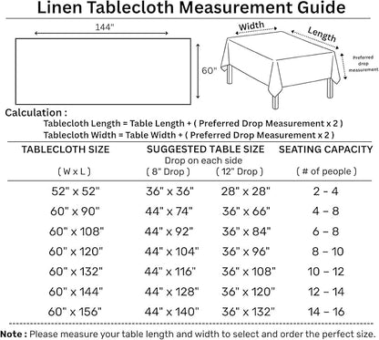 Solino Home Black Linen Tablecloth 60 x 144 Inch - Classic Hemstitch, 100% Pure Linen Rectangular Tablecloth - Machine Washable Table Cloth for Halloween