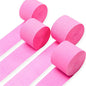 PartyWoo Crepe Paper Streamers 4 Rolls 328ft, Pack of Hot Pink Crepe Paper for Party Decorations, Wedding Decorations, Birthday Decorations, Baby Shower Decorations (1.8 Inch x 82 Ft/Roll), Pink-9581