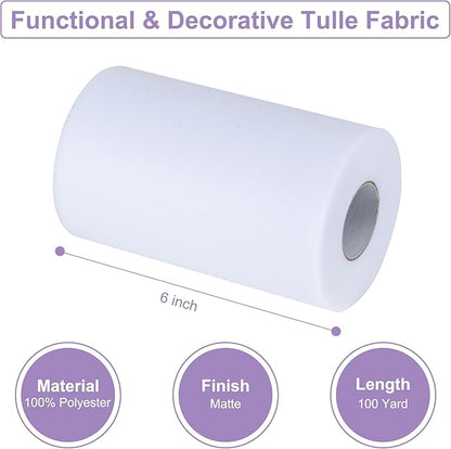Peachy Tulle Fabric Rolls 6 Inch by 100 Yards (300 feet) Tulle Roll Spool Fabric for DIY Tutu Skirt Baby Shower Birthday Party Wedding Decorations Christmas Craft Supplies (Peachy)