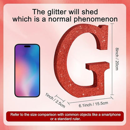 TONIFUL 8 Inch Red Glitter Letter G Table Centerpiece A-Z Red Birthday Party Decorations,Red Alphabet G for Birthday,Chrismas,Graduation,Bridal Shower,Wedding,Anniversary Party Supplies