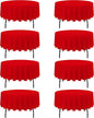 BRILLMAX 8 Pack Red Round Tablecloths 90 Inch - Circle Bulk Linen Polyester Fabric Washable Table Cloth Cover for Wedding Reception Banquet Birthday Party Buffet Restaurant