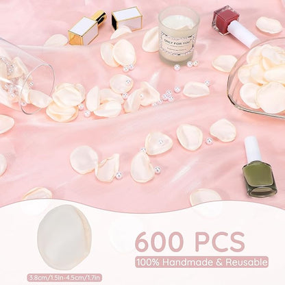 SUREAM Ivory Rose Petals, 600 Pcs Silk Flower Petals for Wedding Decorations, Artificial Petals for Table Centerpieces Party Bridal Showers Birthday Wedding Ceremony Decor