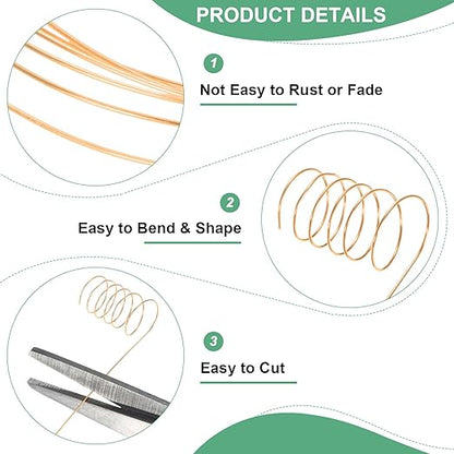 0.4 mm/26 Gauge Copper Wire for Jewelry Making, 30.2FT Copper Beading Craft Wire for Jewelry/Weaving/DIY Crafting/Planting, Color-Retaining [9.2M, Copper Tone]