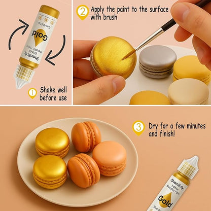 Rose Gold Metallic Edible Paint for Baking – Food Grade Edible Gold Dust Drink Glitter for Shimmer Cake Decorating, Cookies,Cupcakes,Cocktails – 15ml Perfect for Holidays,Wedding,Birthday Decorating