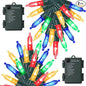 WATERGLIDE 2 Pack 50 LED Outdoor Christmas Lights, 16FT Battery Operated Mini String Lights with 8 Modes & Timer, Xmas Tree Lights Waterproof for Patio Garden Party Wedding Holiday Decor, Multicolor