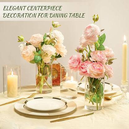 12pcs Glass Cylinder Vases for Centerpieces - 6 Inch Tall Flower Vase for Wedding Decorations, Clear Glass Flower Vases Floating Candle Holder for Table Centerpiece Wedding Home Décor