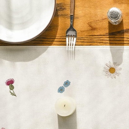 Artoid Mode Antique Herbs and Wild Flowers Summer Table Runner, Spring Fall Kitchen Dining Table Decoration for Home Party 13x108 Inch