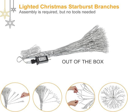 Christmas led Sparkle Ball Hanging Outdoor décorations -Haning Twig Ball,Snowflake Ornament Lights Indoor Outdoor Festive Holiday Décor 24Inch (Cool White)