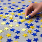 Blue Yellow and Gold Glitter Star Confetti for Party and Tables Decoration,Eid Ramadan Festival Theme Retirement Baby Shower Birthday Wedding Graduation Party,1.2inch in Diameter,200pc