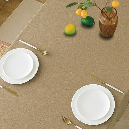 NLMUVW Linen Tablecloth Rectangle Textured Farmhouse Table Cloth Water Resistant Decorative Table Cover for Dining Kitchen Cafe, Dark Burlap, 54 x 96 Inch