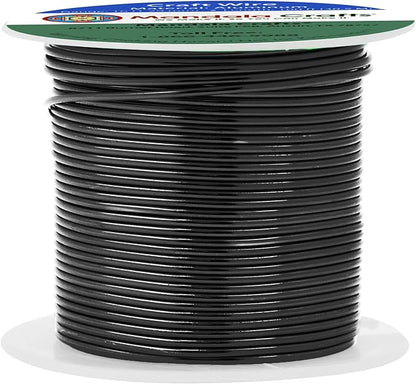 Mandala Crafts 16 Gauge Anodized Aluminum Craft Wire for Jewelry Making - 100 FT Colored Flexible Black Wire - Bendable for Bonsai Armature Crafting Sculpting