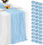 Aktor 12 Pack Light Blue Table Runner Boho Cheesecloth Table Runner Semi Sheer Gauze Fabric Runners for Wedding Birthday Baby Shower Party Boho Table Decoration（Light Blue）