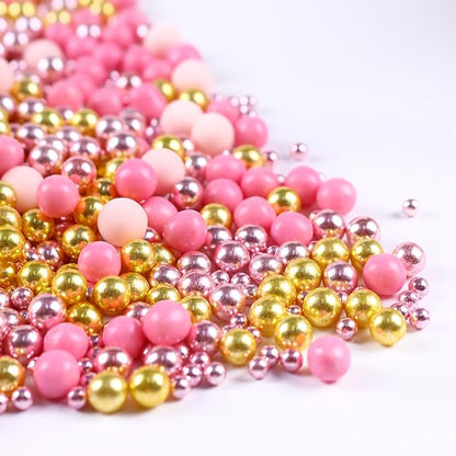 Valentine Sprinkles for Cake Decorating 7 Ounce Rose Gold Pink Sugar Pearl Metallic Sprinkles for Cupcake Toppers, Cookies, Ice Cream Cake Decorationss Baking for Wedding Shower Party