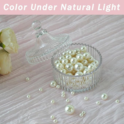 Floating Pearls for Centerpieces Vases, 250PCS Ivory No Hole Fake Pearl Beads and 4000PCS Water Beads for Vase Filler Floating Beads for Wedding Home Party Decoration (Ivory 8/14/20mm)