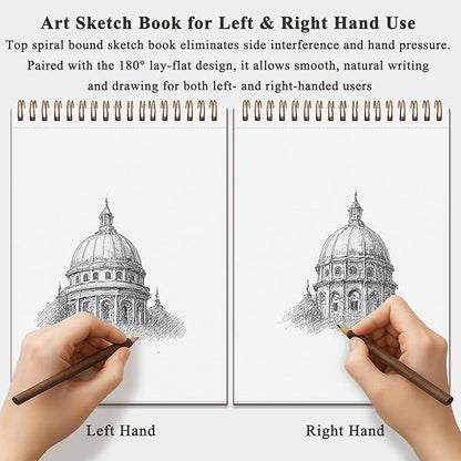 9 x 12 inches Sketch Book, Top Spiral Bound Sketch Pad, 4 Pack 100 Sheets Each (68lb/100gsm), Acid Free Art Sketchbook Artistic Drawing Painting Writing Paper for Kids Adults Beginners Artists