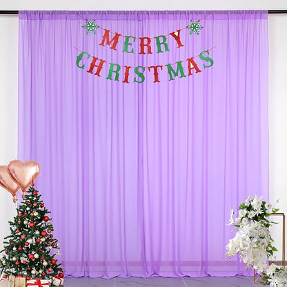 DUOBAO Lavender Chiffon Curtains 2 Panels 58 Inch Width by 120 Inch Long Light Purple Wedding Sheer Backdrop Drapes Window Curtain for Living Room Voile Photography Backdrops(5FTx10FT)