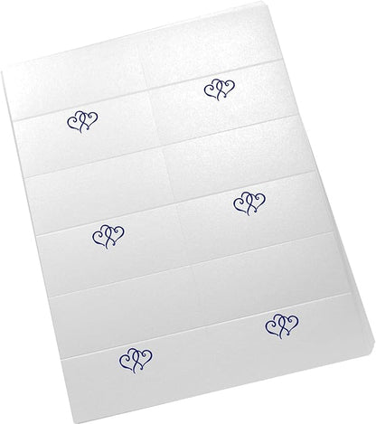 Linked Hearts Printable Place Cards, Navy (Choose Color), Set of 150 (25 Sheets), Laser & Inkjet Printers - Wedding, Party, Dinner, and Special Events - Made in the USA