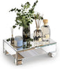 Mirrored Risers for Display, Tabletop Display Stand, Mirrored Perfume Tray for Vanity, Silver Soap Stand, Pedestal Stand, Glass Risers for Countertop, 8.6”W x 6”D x 3”H