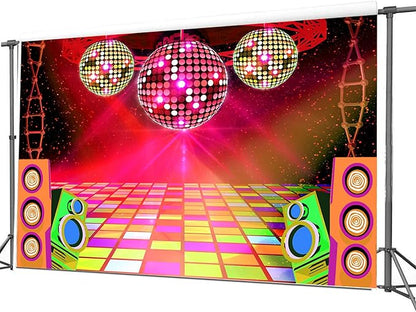 20X10ft Dance Party Backdrop Retro 70s 80s 90s Theme Glitter Stage Dance Ball Background Disco Party Decoration DJ Backdrop Banner for Birthday Party Prom Portrait Photo Shoot Polyester, Red