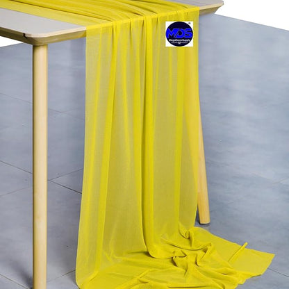 MDS Halloween Chiffon Table Runner - 12 Pack, 29 x 170 Inches, 14ft Each - Sheer Spooky Table Runners for Haunted House Parties, Trick-or-Treat Tables, Witchy Décor, Wedding & Events - Yellow