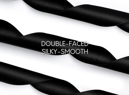 Black Ribbon 7/8 Inch 50 Yards Double-Faced Polyester Hair Satin Ribbons for Women, for Wrapping Paper Bows Gift Wedding Invitations DIY Crafts