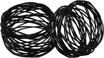 Handmade Round Mesh Black Napkin Rings Holder for Dinning Table Parties Everyday, Set of 12