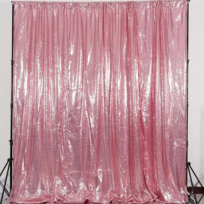 Poise3EHome 6Ft x 8Ft Fuchsia Pink Sequin Backdrop, Glitter Thick Satin Sequin Background Drapes, Sequence Backdrop for Wedding Party Holiday Festival Decor