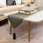 Avigers 12 x 90 Inch Decorative Luxury Abstract Striped Green Teal Table Runners with Tassels for Home Living Room Bedroom Art Decor Wedding