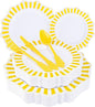 COLOSUS 150pcs Disposable White Lemon Yellow Striped Plastic Party Plates and Silverware set, Yellow Dinner/Dessert Plates silverware 30guests for Easter Birthday Weeding Party and Daily use.