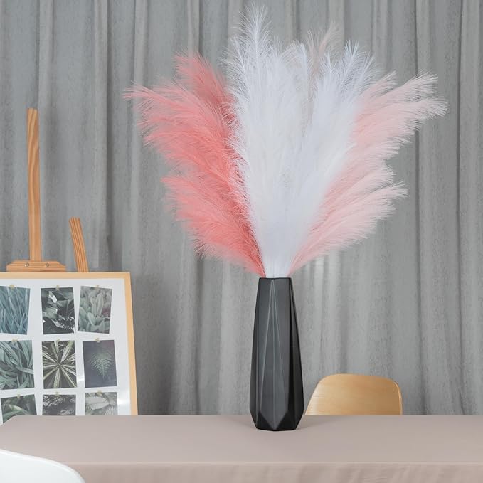 Pampas Grass Decor Tall, 43"/110cm Faux Pampas Grass 6 Stems Large Pompass Grass Branches Tall Bulk Boho Flower Arrangement for Home Room Wedding Party Decor