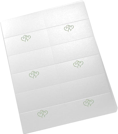 Linked Hearts Printable Place Cards, Sage (Choose Color), Set of 150 (25 Sheets), Laser & Inkjet Printers - Wedding, Party, Dinner, and Special Events - Made in the USA