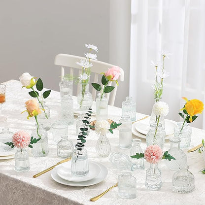 Bud Vases in Bulk 24, Small Vase for Flowers, Glass Vase for Centerpieces, Small Flower Vases for Centerpieces, Mini Vases, Vintage Vase, Clear Bud Vases for Wedding Table Decor
