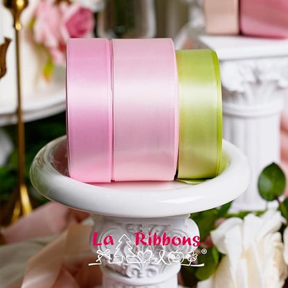 LaRibbons 3/8 Inch 25 Yard Double Faced Satin Ribbon,Rose Pink Small Satin Craft Fabric Ribbon for Gift Wrapping Floral Bouquets Wedding Party Decoration