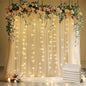 Tulle Backdrop Curtain with Lights String 30 X 10FT Champagne Sheer Tulle Backdrop Curtains for Wedding Birthday Party Reception Photo Booth Background Decorations (6 Panels 5x10FT)