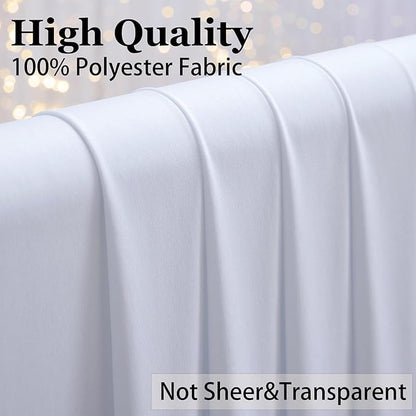 10×14 ft Wrinkle Free White Backdrop Curtain for Wedding Parties, 2 Panels 5×14ft Height Silky Polyester Photo Backdrop Drapes for Parties Birthday Baby Shower Photography Background Cloth
