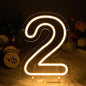 Number 2 LED Neon Sign Backdrop Birthday Party Decoration, 11.3" Height Warm White Marquee Number Two Light Up Sign for Wedding Anniversary Window Wall Table, Indoor Battery Operated or USB