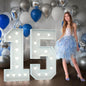 Marquee Numbers 4 Feet Tall Big Light Up Numbers 15th Happy Birthday Decorations Girl Boy White Anniversary Party Decor Large Cardboard Prop Backdrop Sign 15