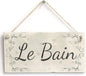 Rustic Wooden Signs Le Bain French Country Wood Bathroom Sign Wall Art Decor Kitchen Cafe Pub Decor Gift 6x12 INCH