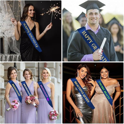 Blank Sash 16 PCS Sashes DIY Satin Sash Chair Sashes Scout Sash President Sash Senior Sash Scout Sash Wedding Party Sash