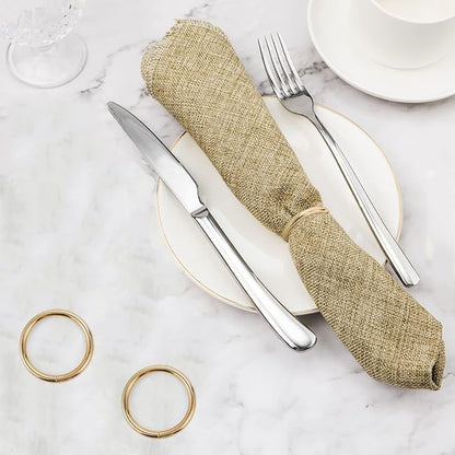 Gold Napkin Rings - 10 Pcs Stainless Steel Napkin Rings,Gold Rotundity Metal Napkin Ring for Table Settings Wedding Christmas Party Dinner Table