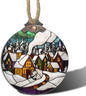 Stained Glass Christmas Decorations, Winter Snow Cabin Suncatcher for Window Christmas Tree Hanging Ornaments Retro White Sun Catcher Xmas Decor Gifts for Women Men Mom Nana Friend
