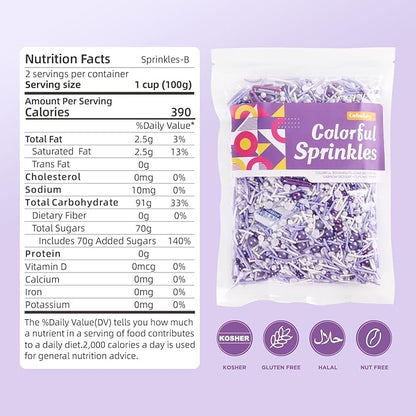Purple Sprinkles For Cake Decorating, Cupcake, Cookies, Ice Cream Topper, Dreamy purple Cake Sprinkles Baking, Perfect For Birthdays Party, New Year’S Eve, 7 Ounces