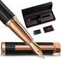 Ellington Pens Luxury Fountain Pen Set- Fountain Pens for Writing - Smooth Medium Nib - Includes Refillable Ink Converter, 3 Ink Cartridges [Black & Blue], Gift Box - Elegant Calligraphy