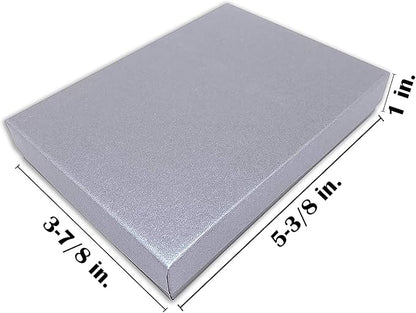 TheDisplayGuys - 25-Pack #53 Kraft Paper Cardboard Gift Boxes/Jewelry Cases w. Cotton Padding & Lid - Pearl Grey - (5.4" x 3.9" x 1.0")