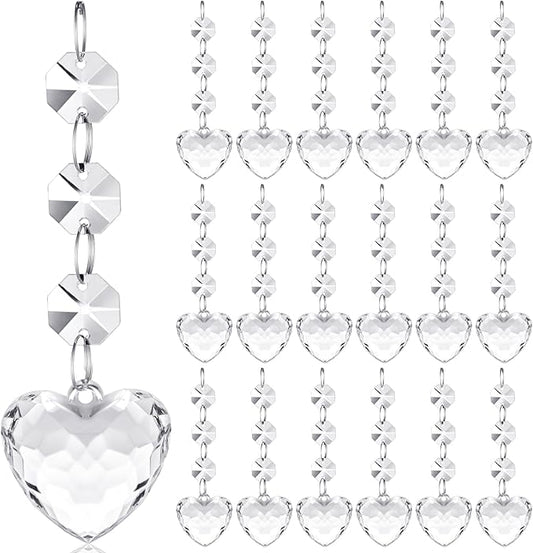 Nuenen 100 Pcs Hanging Crystals for Centerpieces Acrylic Chandelier Garland Beads Strands Prism Decorations Clear Teardrop Chandelier Crystals Pendant Wedding Home Garden Outdoor Ornaments(Heart)