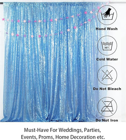 ShiDianYi Sequin Backdrop Baby Blue Sequin Photo Backdrop 4FT X 6FT Wedding Photo Booth Backdrop Shimmer Photography Background Ceremony Background