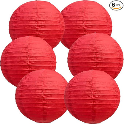 BEISHIDA 6-Inch Red Round Paper Lanterns Decorative Hanging Asia Chinese Japanese Paper Lanterns Lamp for Birthday Wedding Baby Bridal Shower Christmas Home Decor Party Decoration（6 Packs）