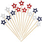 Minisland Mixed Red Blue White Star Cocktail Picks, 5.5 Inch Long Bamboo Fancy Toothpicks for Appetizers, Decorative Independence Day Party Food Drinks Garnish Fruit Skewer Sticks 50 Counts - MSL435