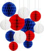 ZOOYOO 12Pcs 6" 10" Patriotic Honeycomb Balls Decorations Red White Blue Hanging Tissue Paper Pom Poms for 4th of July, Nautical Party, Graduation, Sports Theme & Home Decor